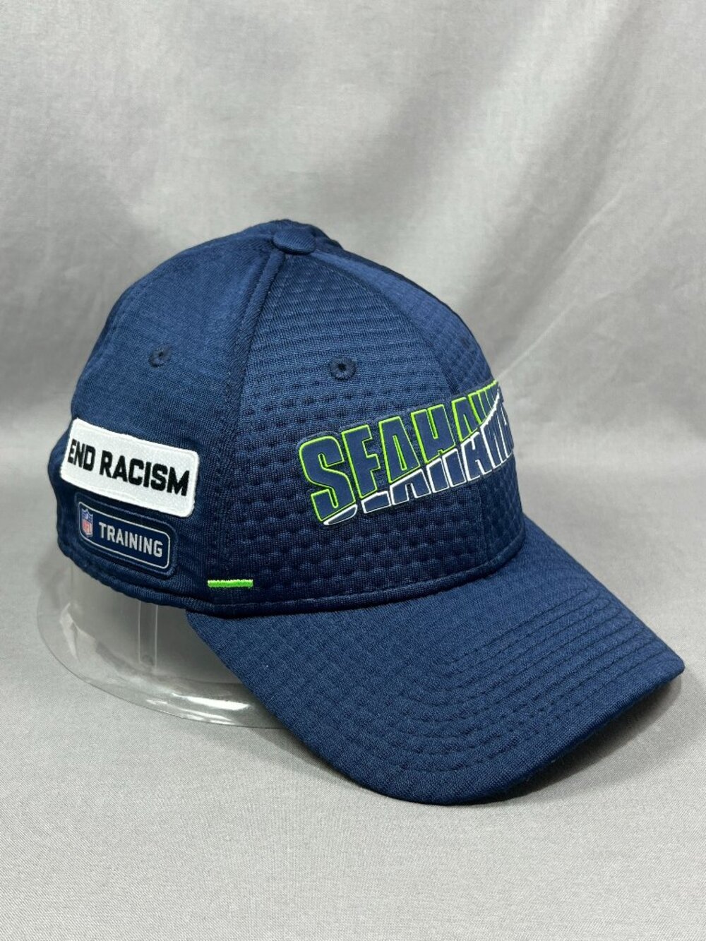 Seattle Seahawks Brian Eayrs New Era 3950 Fitted S/M Hat Navy NFL Training Mens